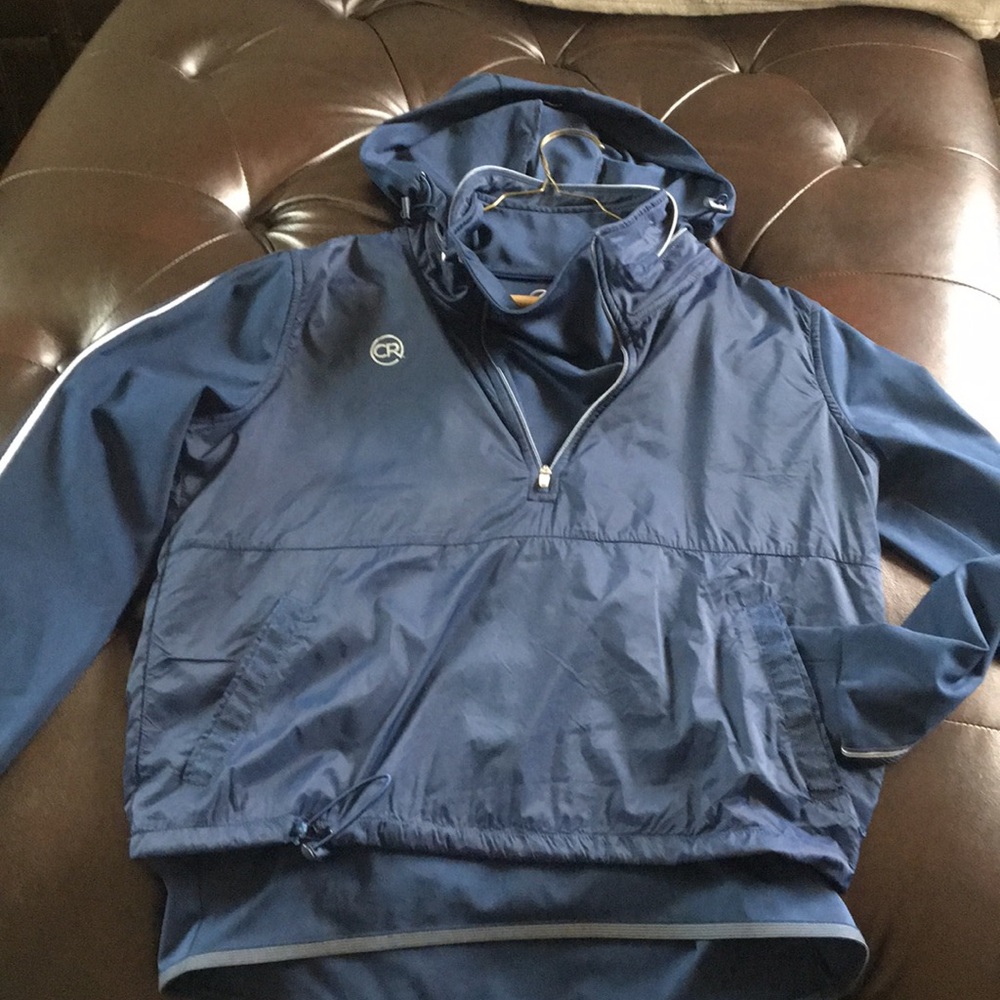 Cr blue pullover wind jacket
